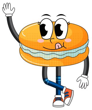 Orange macaron with happy face illustration