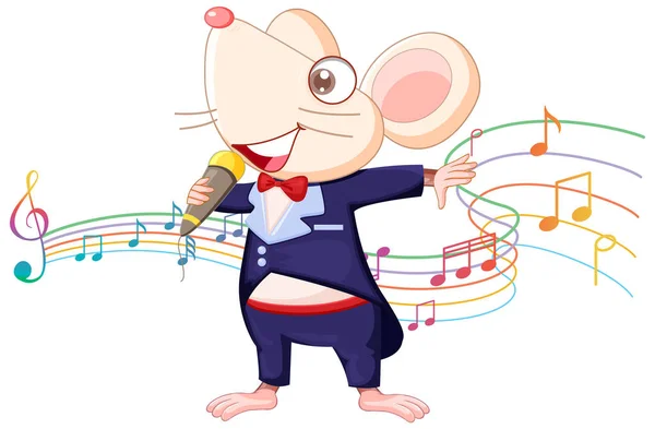 Rat Τραγουδιστής Χαρακτήρα Κινουμένων Σχεδίων Λευκό Φόντο Εικονογράφηση — Διανυσματικό Αρχείο