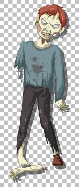 Illustration Personnage Dessin Animé Zombie Effrayant — Image vectorielle