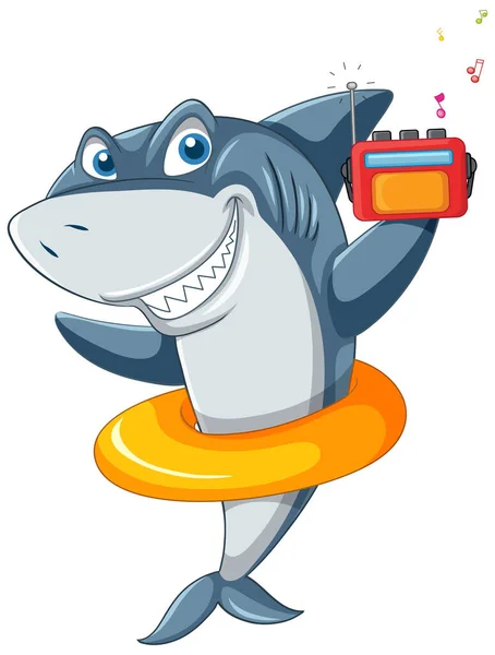 Χαμογελώντας Καρχαρία Απεικόνιση Χαρακτήρα Κινουμένων Σχεδίων — Διανυσματικό Αρχείο
