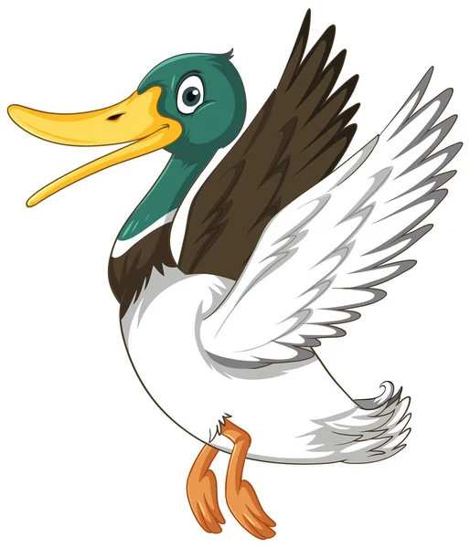 Happy Mallard Duck Cartoon Character Illustration — Stok Vektör