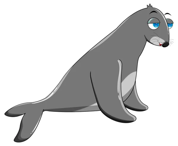 Seal Cartoon White Background Illustration — ストックベクタ