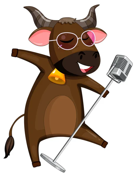 Brown Cow Cartoon Character Illustration — Stockvektor