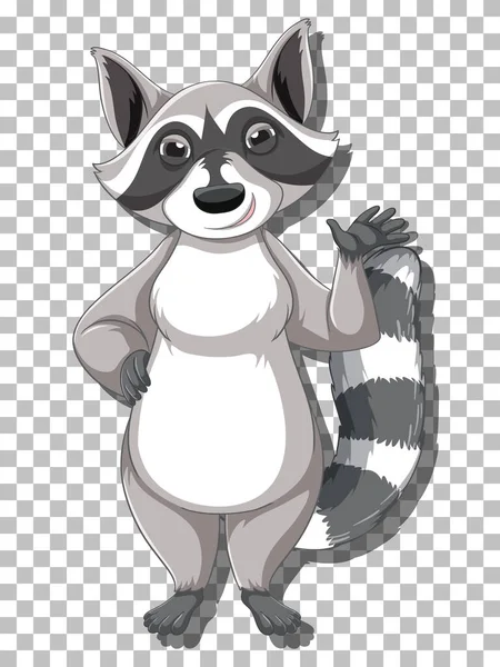 Raccoon Waving Hand Cartoon Character Illustration — Stock Vector