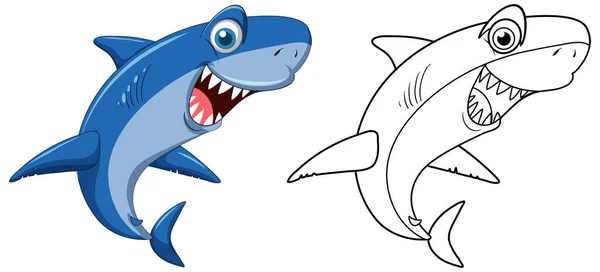 Doodle Állati Karakter Illusztráció Cápa — Stock Vector