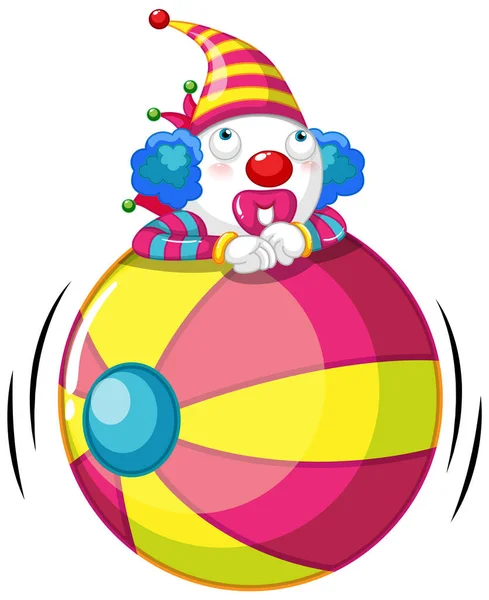 Clown Rolling Ball Cartoon Illustration — Stock Vector