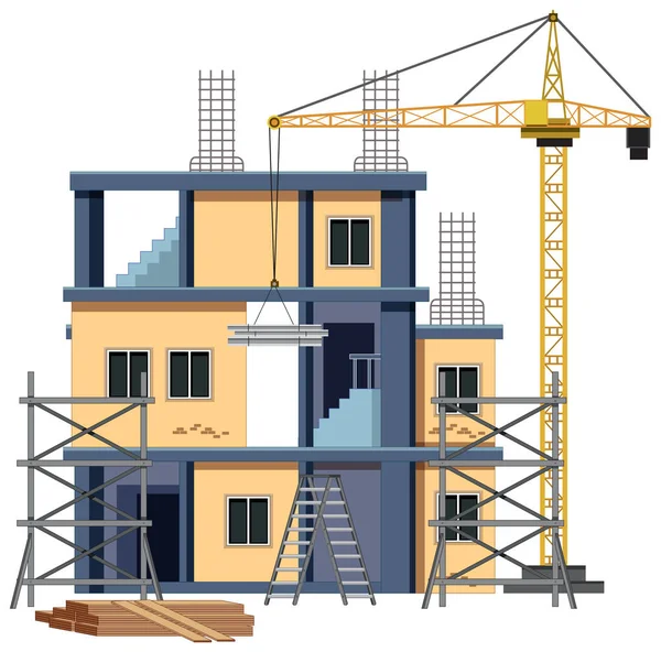 Beyaz arkaplan illüstrasyonu üzerine inşaat alanı