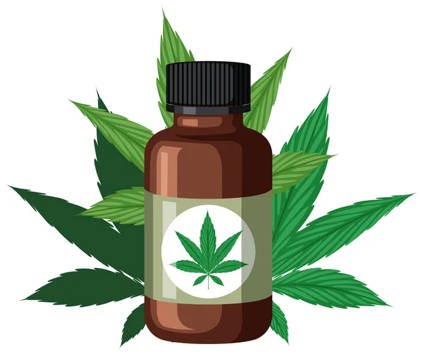 Cannabis Oil Glass Bottle Illustration — Stockvektor