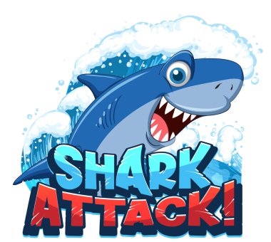 Köpekbalığı saldırısı illüstrasyonları için yazı tipi tasarımı