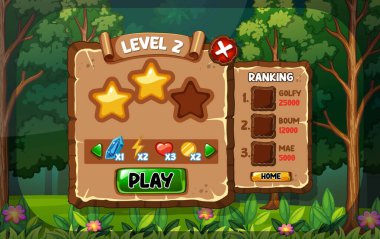 Elementlerin resimlendirildiği bir oyun arkaplan şablonu