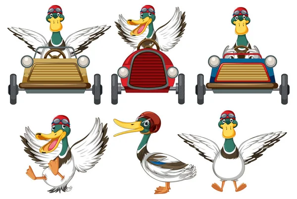 Soapbox Derby Race Concept Ducks Illustration — Stockový vektor