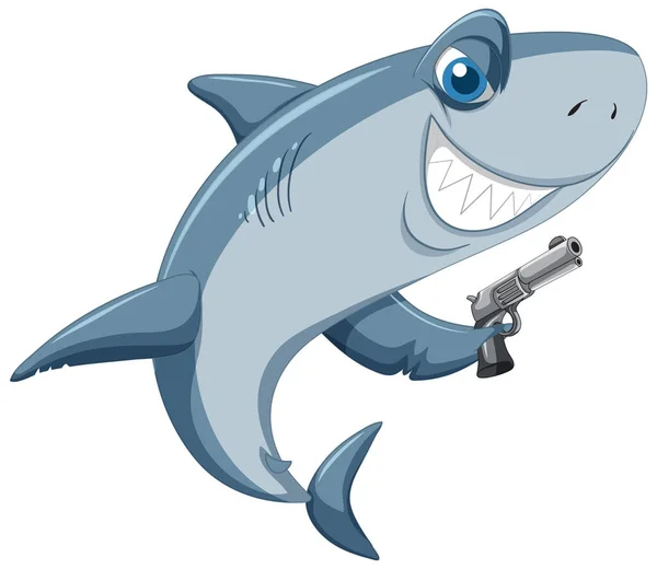 Smiling Shark Cartoon Character Illustration — ストックベクタ