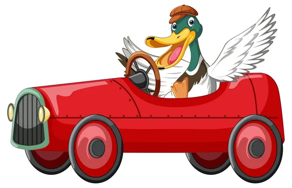 Soapbox Derby Duck Driving Car Illustration — Stockový vektor