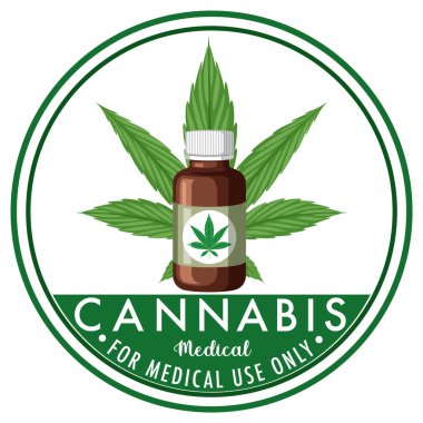 Tıbbi kenevir rozet logosu çizimi