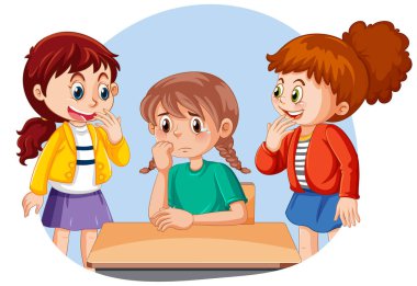 A girl get bullied by her friends illustration