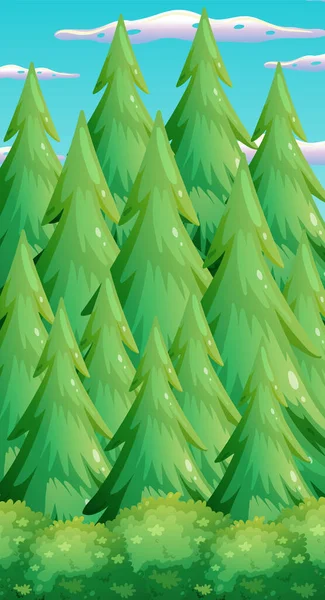 Vertical Pine Forest Background Template Illustration ストックイラスト