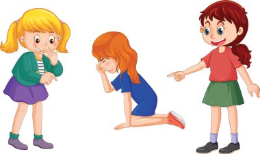 A girl abused by other kids illustration