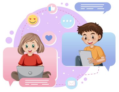 Browsing social media vector concept illustration