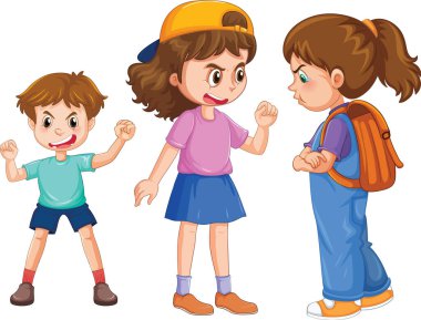 A girl abused by other kids illustration