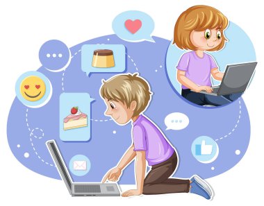 A man browsing social media illustration