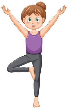 A girl doing yoga cartoon character illustration