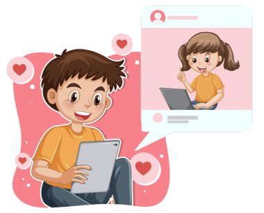 A man browsing social media illustration
