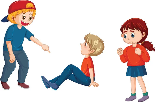 Boy Abused Other Kids Illustration — Stock Vector