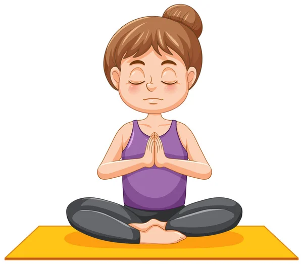 Girl Doing Yoga Cartoon Character Illustration — Stock vektor