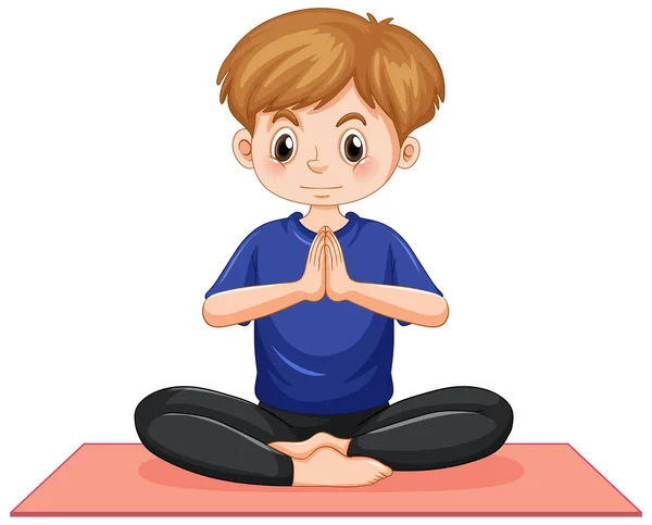 Man Doing Yoga Cartoon Character Illustration — Image vectorielle