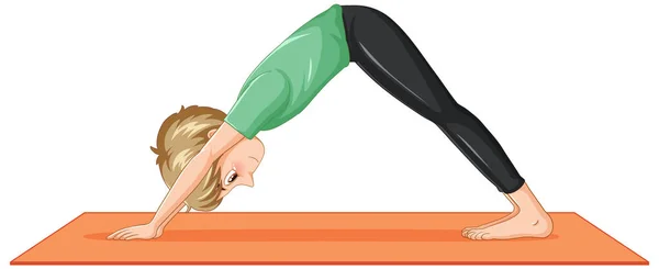 Girl Doing Yoga Cartoon Character Illustration — ストックベクタ