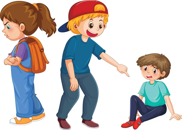 Little Boy Abused Other Kids Illustration — Διανυσματικό Αρχείο