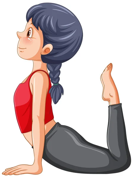 Girl Doing Yoga Cartoon Character Illustration — Stockvektor