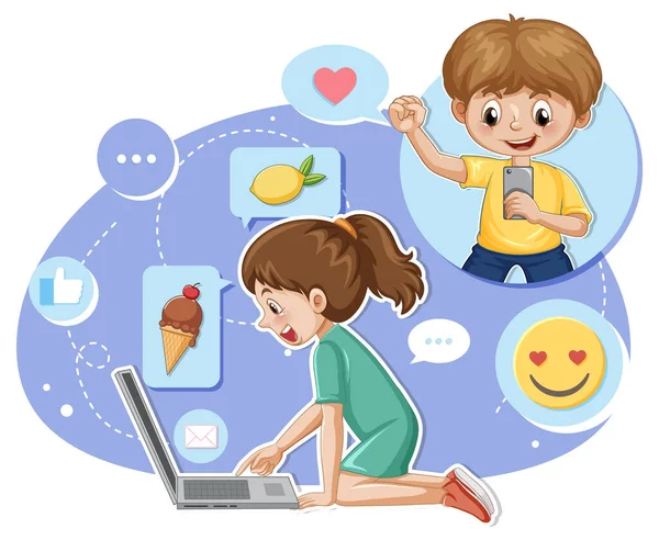 A girl browsing social media illustration