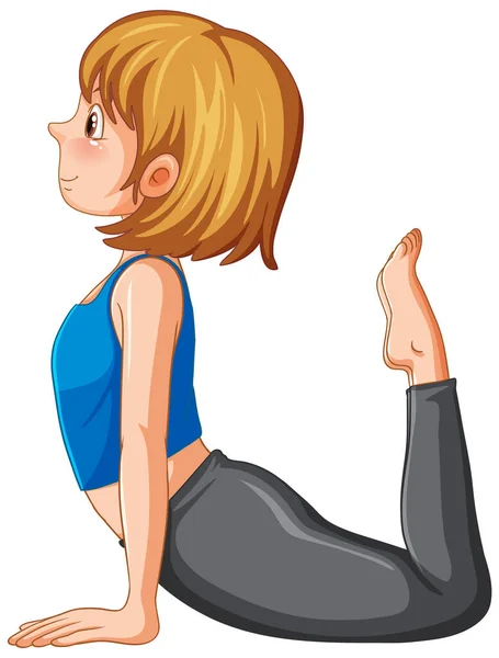 Girl Doing Yoga Cartoon Character Illustration — Vetor de Stock