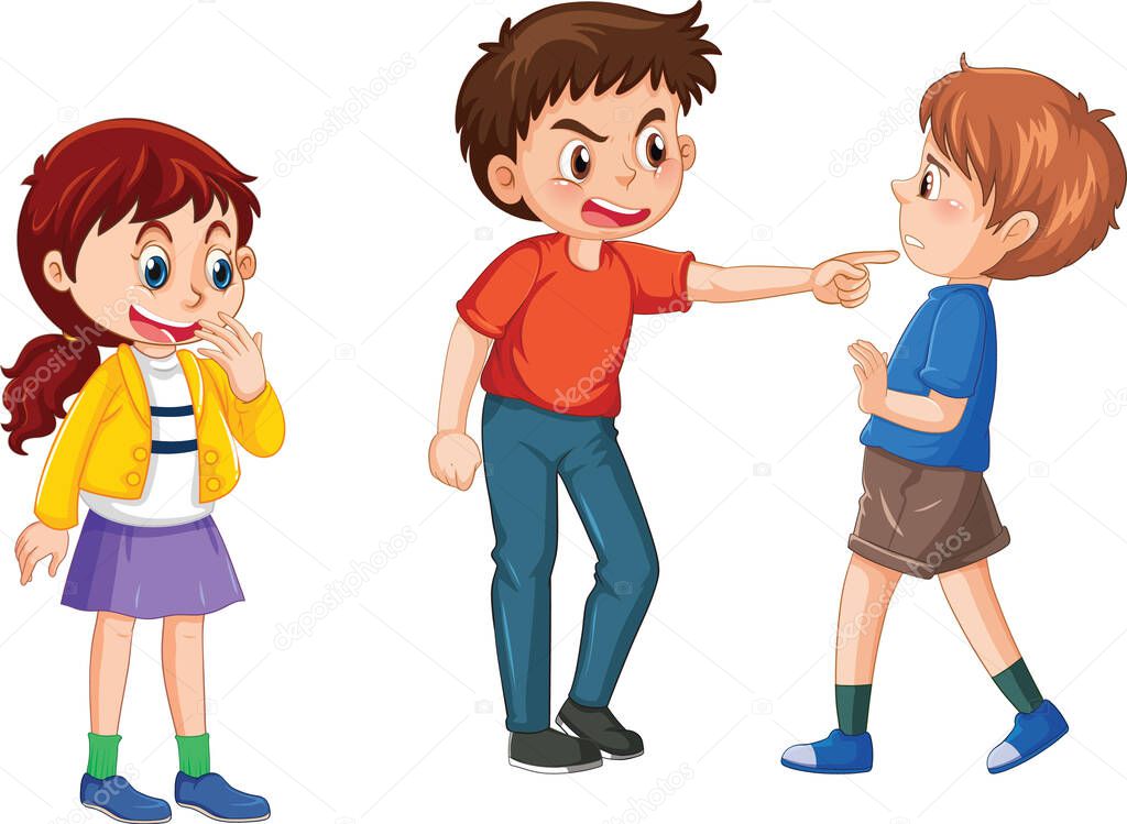 A boy abused by other kids illustration