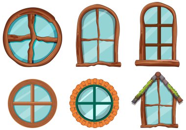 Hobbit house windows set illustration