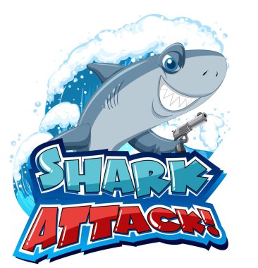 Köpekbalığı saldırısı illüstrasyonları için yazı tipi tasarımı