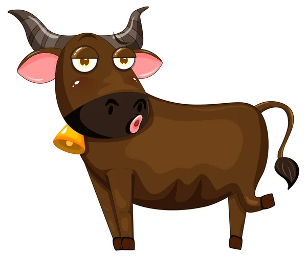 Brown Cow Cartoon Character Illustration — Stok Vektör
