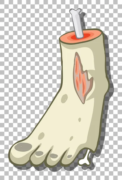 Моторошна Нога Зомбі Ізольована Ілюстрації Сітки Фону — стоковий вектор