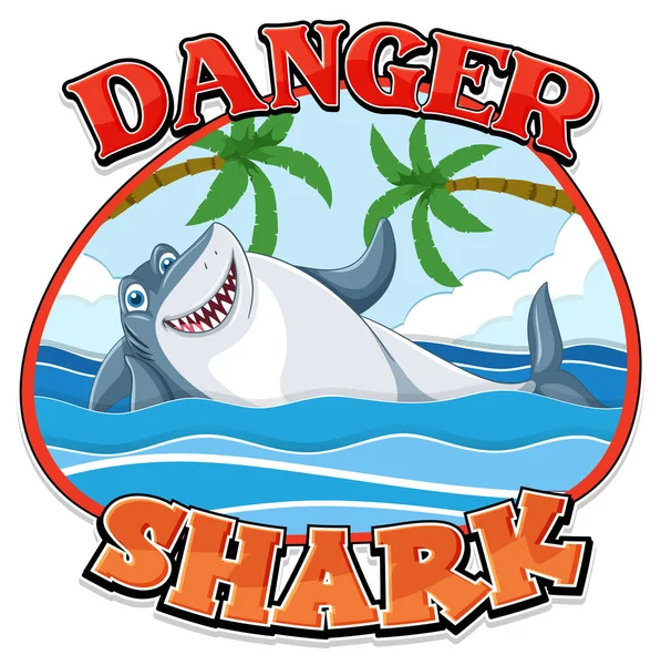 Shark Cartoon Character Danger Icon Illustration Royalty Free Εικονογραφήσεις Αρχείου