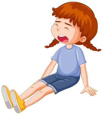 A girl crying cartoon character illustration