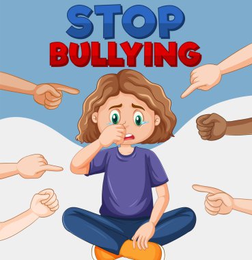 Sad girl surrounded by pointing fingers illustration