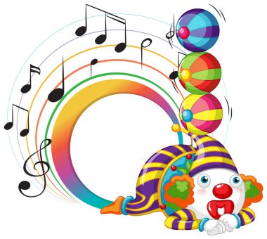 Circus clown with music key banner illustration