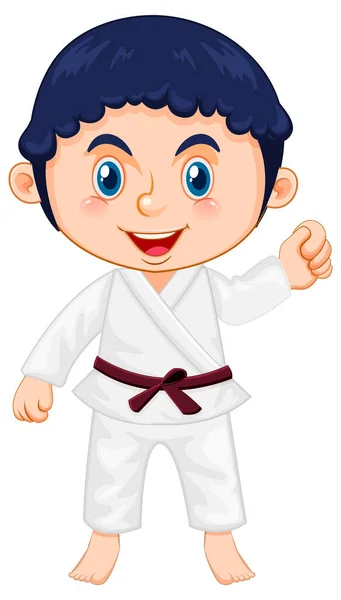 Boy Taekwondo Uniform Illustration — Archivo Imágenes Vectoriales