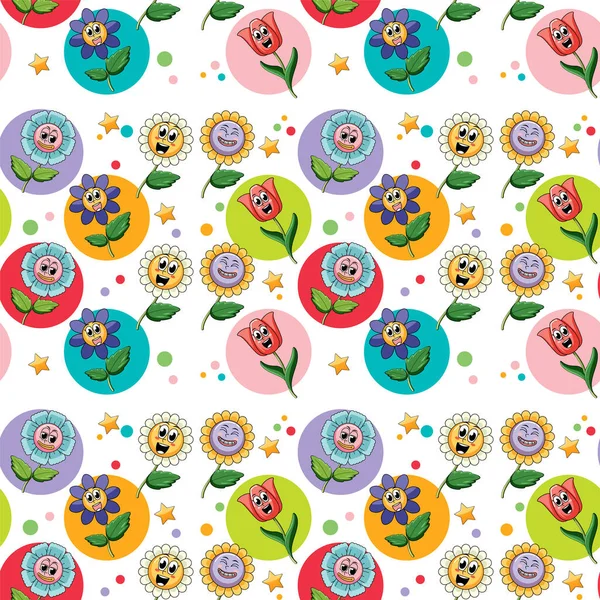 Cute Flowers Seamless Pattern Illustration — Vettoriale Stock