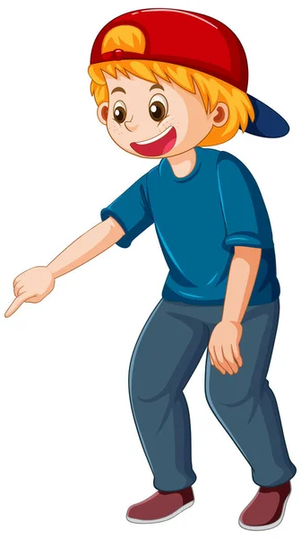 Мальчик Смеющийся Над Иллюстрацией Персонажа Мультфильма — стоковый вектор