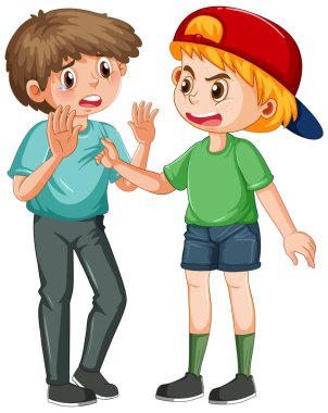 A boy get bullied by his friend illustration