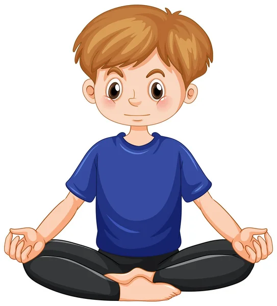 Man Doing Yoga Cartoon Character Illustration — Stockvector