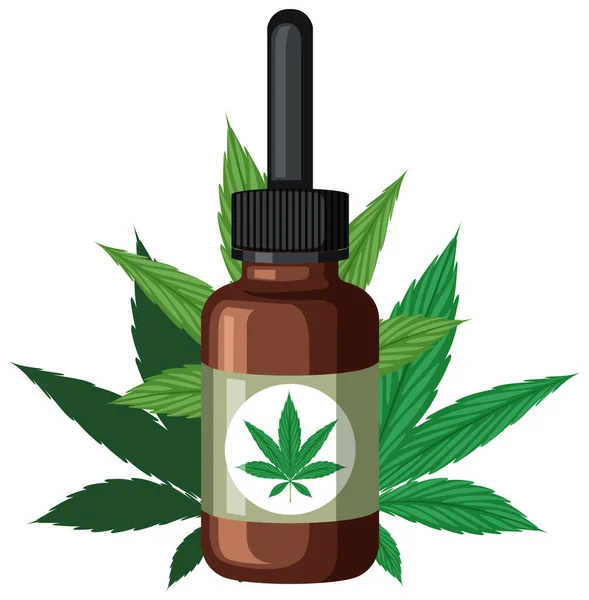 Cannabis Oil Glass Bottle Illustration — Stockvektor