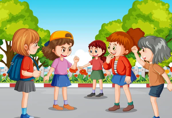 Kids Bullying School Illustration — Image vectorielle